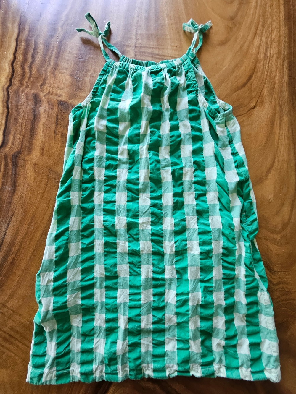 Hanna Andersson Green and White Gingham Dress